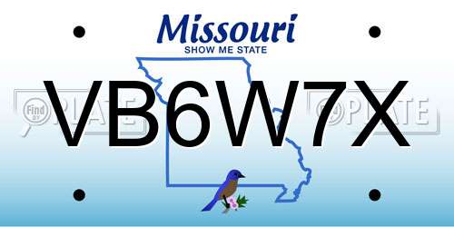 VB6W7X Missouri License Plate