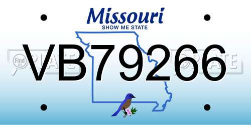 VB79266 Missouri License Plate