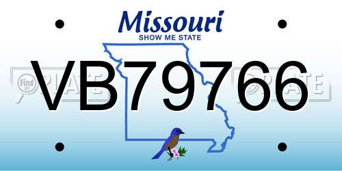 VB79766 Missouri License Plate