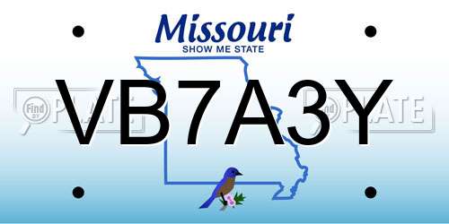 VB7A3Y Missouri License Plate