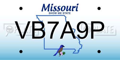 VB7A9P Missouri License Plate