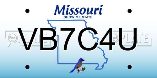 VB7C4U Missouri License Plate
