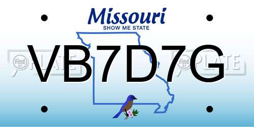 VB7D7G Missouri License Plate