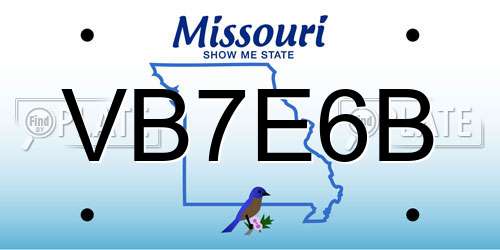 VB7E6B Missouri License Plate