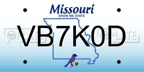 VB7K0D Missouri License Plate