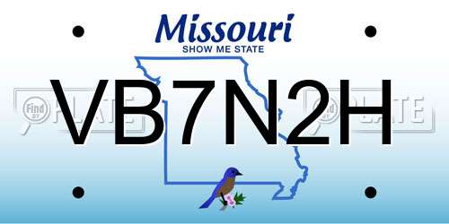 VB7N2H Missouri License Plate