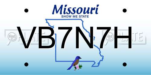 VB7N7H Missouri License Plate