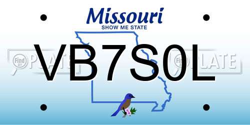 VB7S0L Missouri License Plate