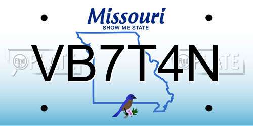 VB7T4N Missouri License Plate