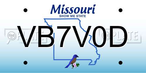 VB7V0D Missouri License Plate