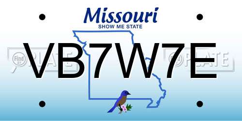 VB7W7E Missouri License Plate