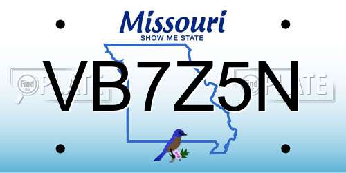 VB7Z5N Missouri License Plate