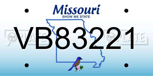 VB83221 Missouri License Plate