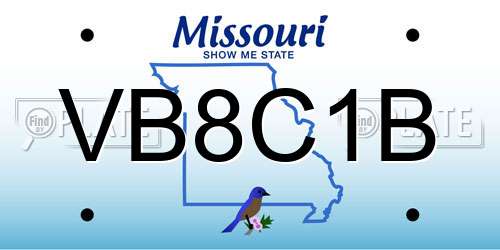 VB8C1B Missouri License Plate