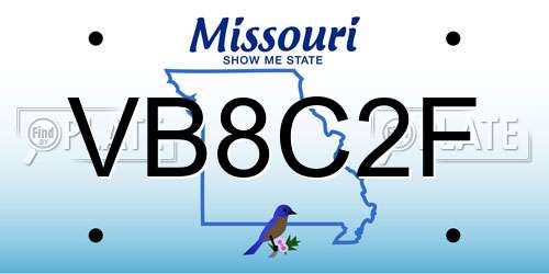 VB8C2F Missouri License Plate