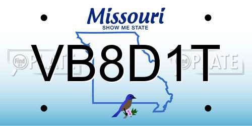 VB8D1T Missouri License Plate
