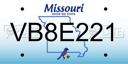 VB8E221 Missouri License Plate