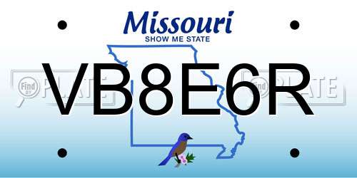 VB8E6R Missouri License Plate