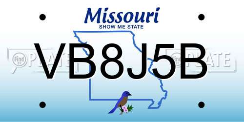 VB8J5B Missouri License Plate