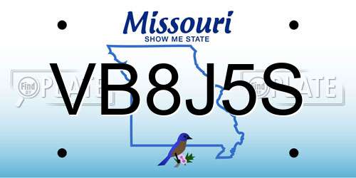 VB8J5S Missouri License Plate