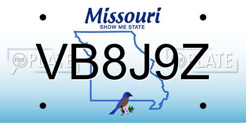 VB8J9Z Missouri License Plate