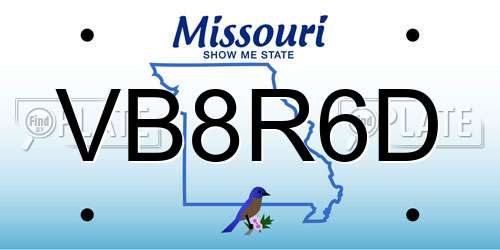 VB8R6D Missouri License Plate