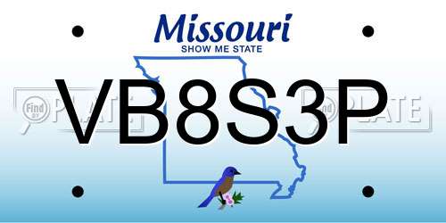 VB8S3P Missouri License Plate