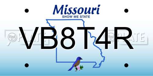 VB8T4R Missouri License Plate