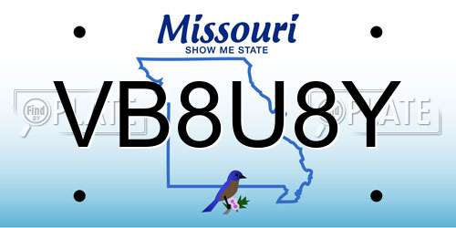 VB8U8Y Missouri License Plate