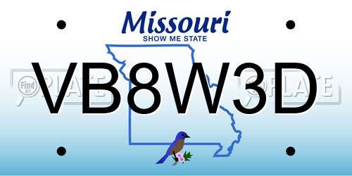 VB8W3D Missouri License Plate
