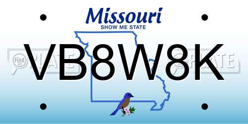 VB8W8K Missouri License Plate