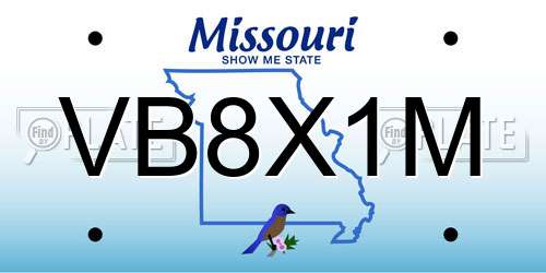 VB8X1M Missouri License Plate