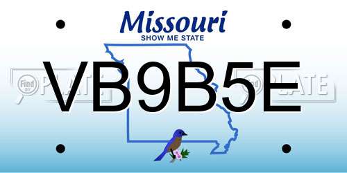 VB9B5E Missouri License Plate