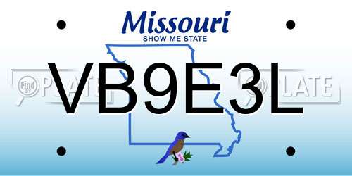 VB9E3L Missouri License Plate