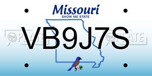 VB9J7S Missouri License Plate