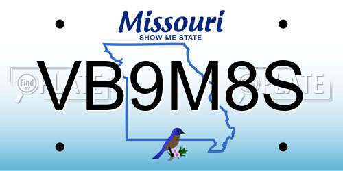 VB9M8S Missouri License Plate