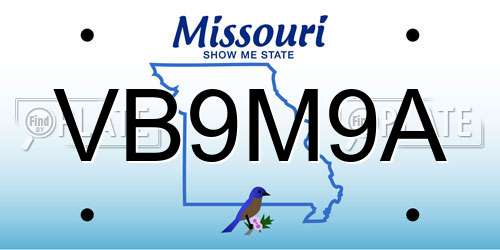 VB9M9A Missouri License Plate
