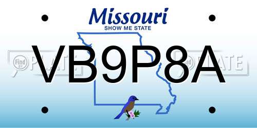 VB9P8A Missouri License Plate