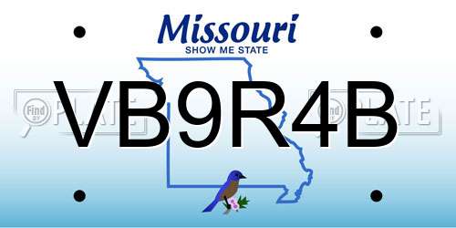 VB9R4B Missouri License Plate