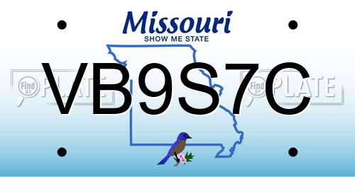 VB9S7C Missouri License Plate