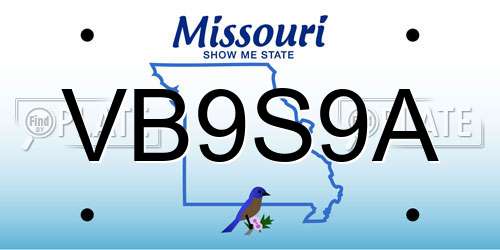 VB9S9A Missouri License Plate