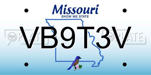 VB9T3V Missouri License Plate