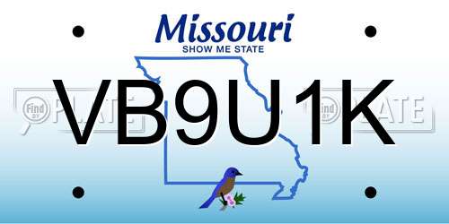 VB9U1K Missouri License Plate