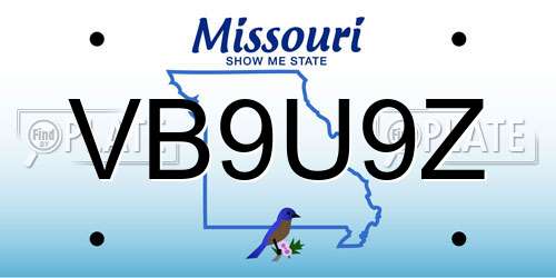 VB9U9Z Missouri License Plate