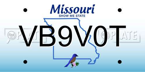 VB9V0T Missouri License Plate