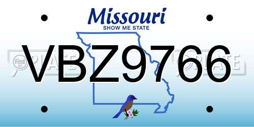 VBZ9766 Missouri License Plate