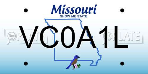 VC0A1L Missouri License Plate