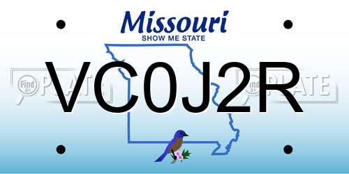 VC0J2R Missouri License Plate