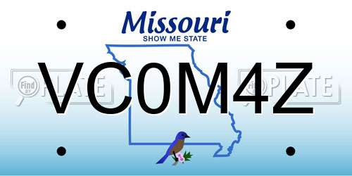 VC0M4Z Missouri License Plate