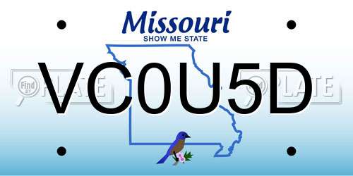 VC0U5D Missouri License Plate